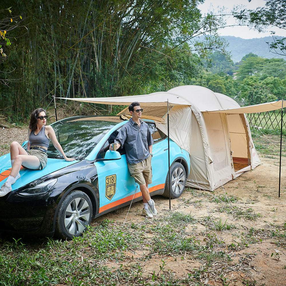 MKCAMP Electric Car Double Room Cotton Outdoor Large Space Rainproof SUV Model Y/X/3 Camping Tent